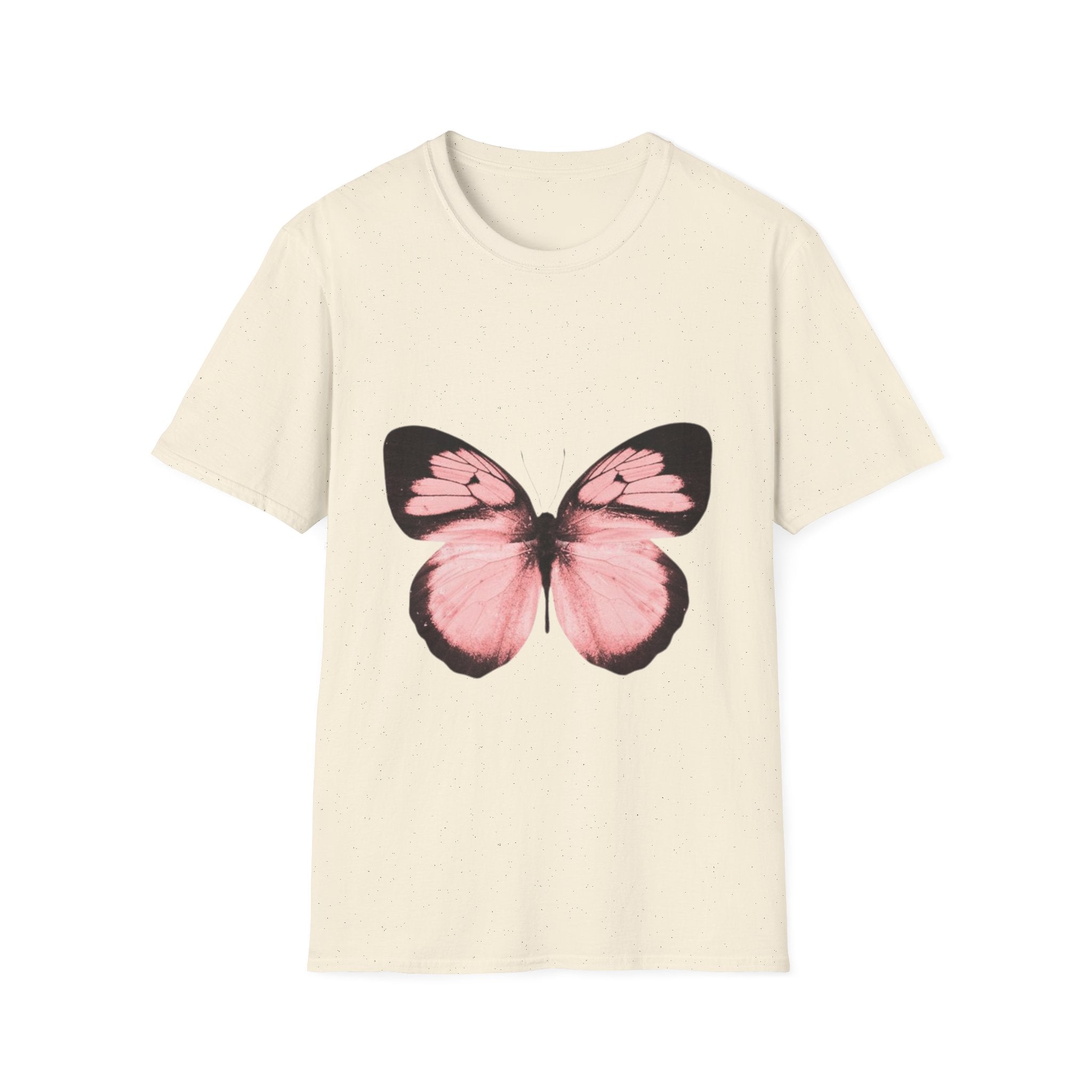 Pink Butterfly T-Shirt, Aesthetic Insect Graphic Tee, Nature Art Shirt, Soft Cotton Apparel, Unique Gift for Women Men
