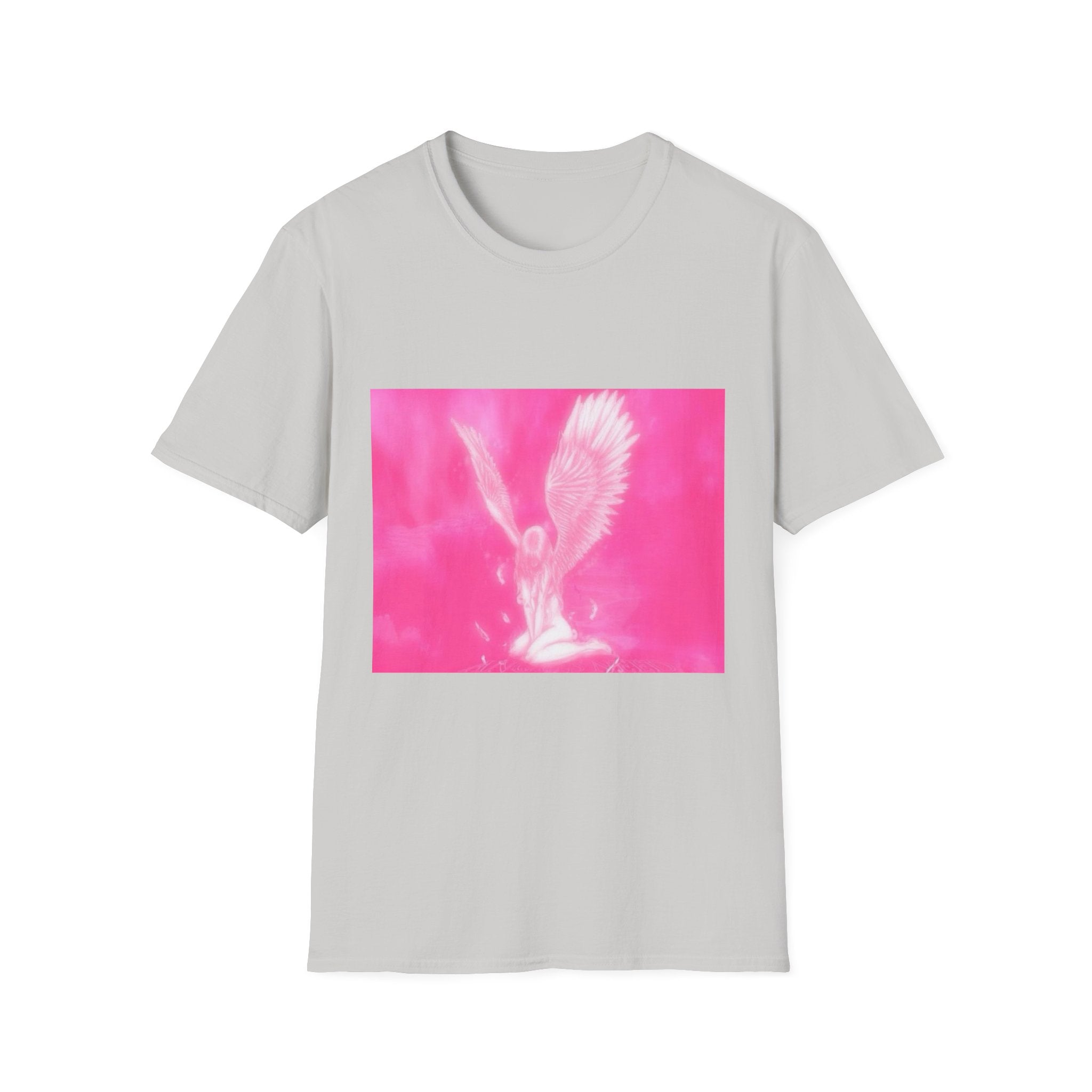 Pink Angel T-Shirt, Aesthetic Wing Graphic Tee, Heavenly Art Shirt, Soft Cotton Apparel, Unique Gift for Women Men
