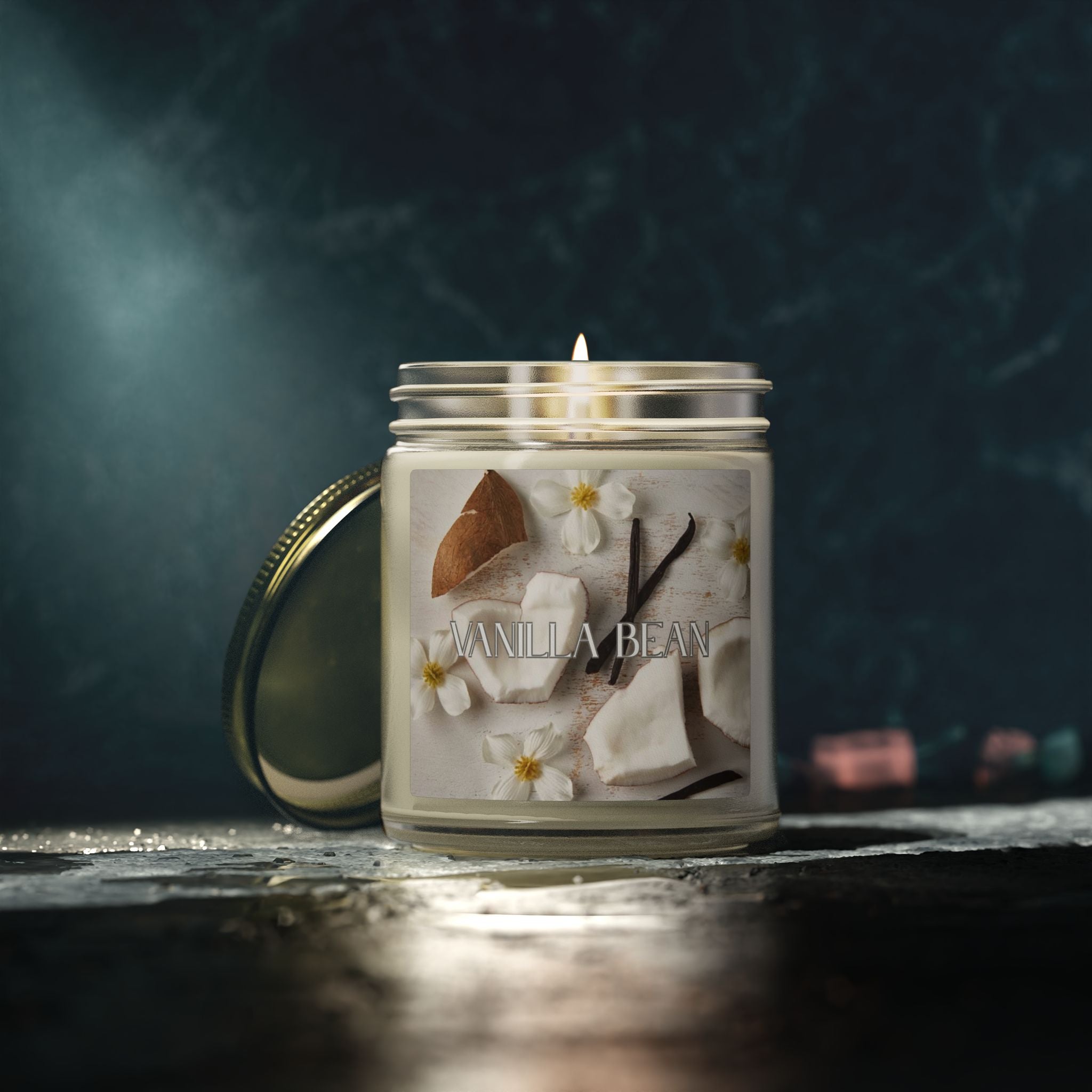 Vanilla Bean Scented Candle, Coconut Apricot Wax, Cozy Home Fragrance, Long Lasting Clean Burn, Aromatherapy Gift, 4oz & 9oz