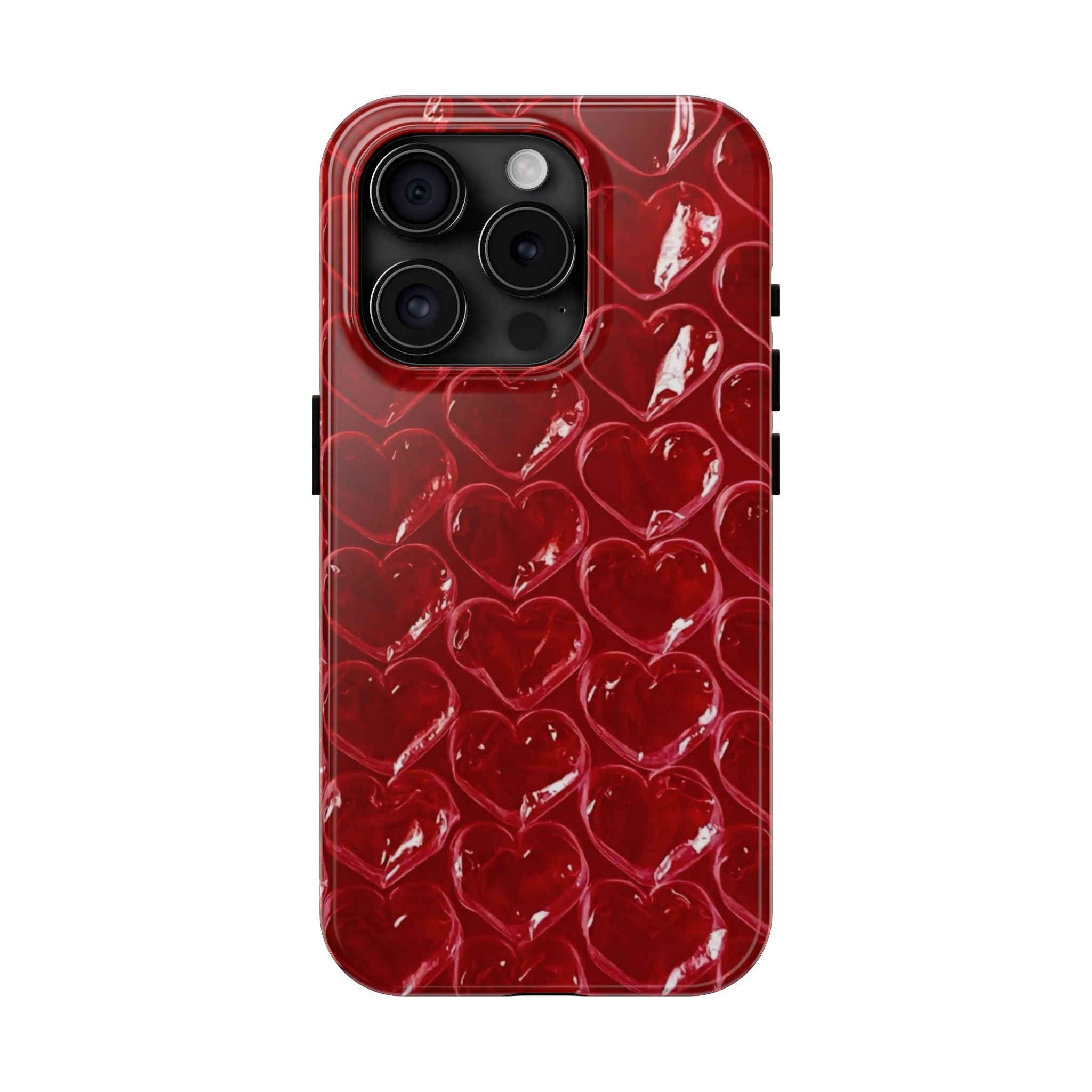 Red Heart Bubble Phone Case,  iPhone & Samsung Cute Love Pattern, Slim Protective Cover, Girls Women Design