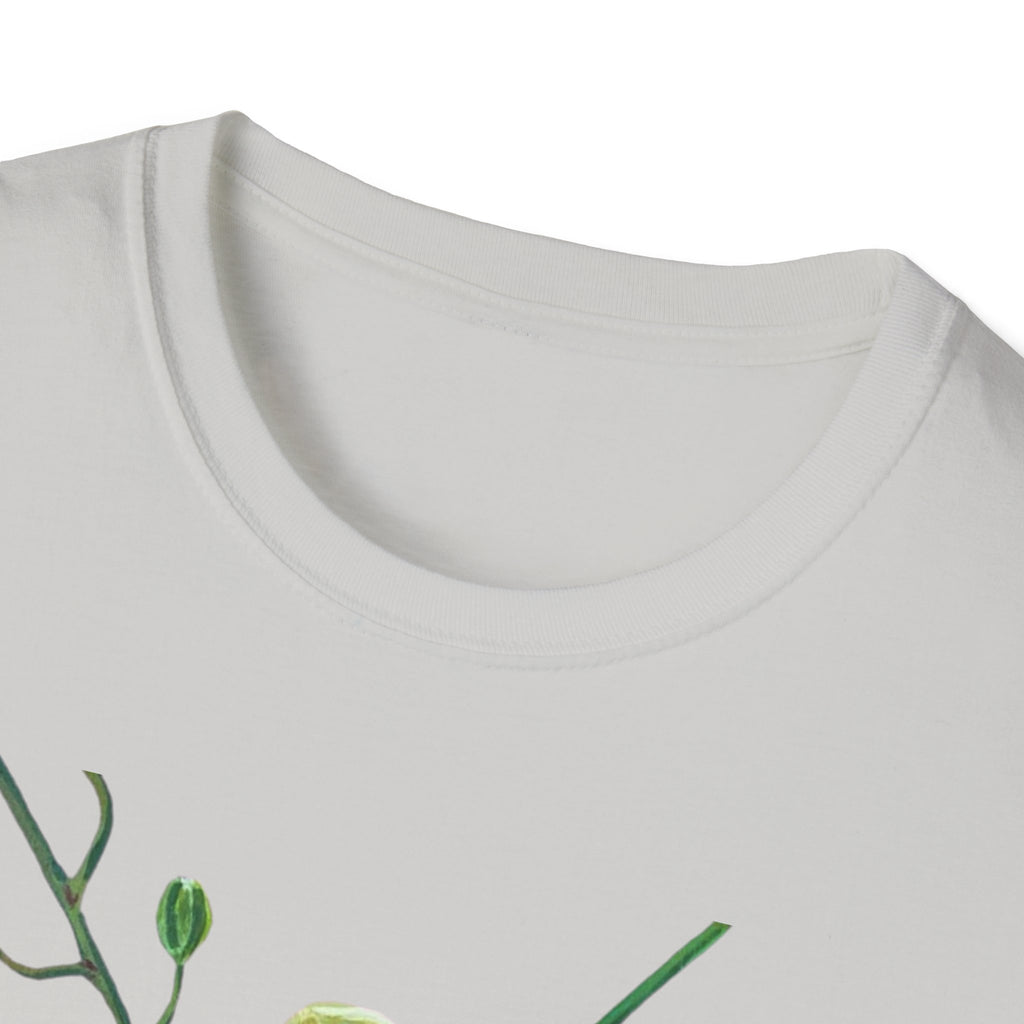 Green Orchid T-Shirt, Botanical Floral Graphic Tee, Nature Plant Art Shirt, Soft Cotton Apparel, Unique Gift for Women Men