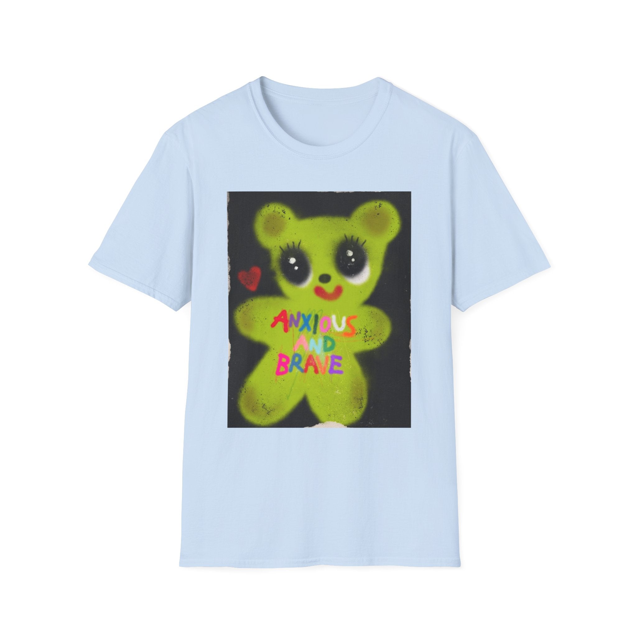 Anxious and Brave Bear T-Shirt – Cute Mental Health Graphic Tee for Men & Women