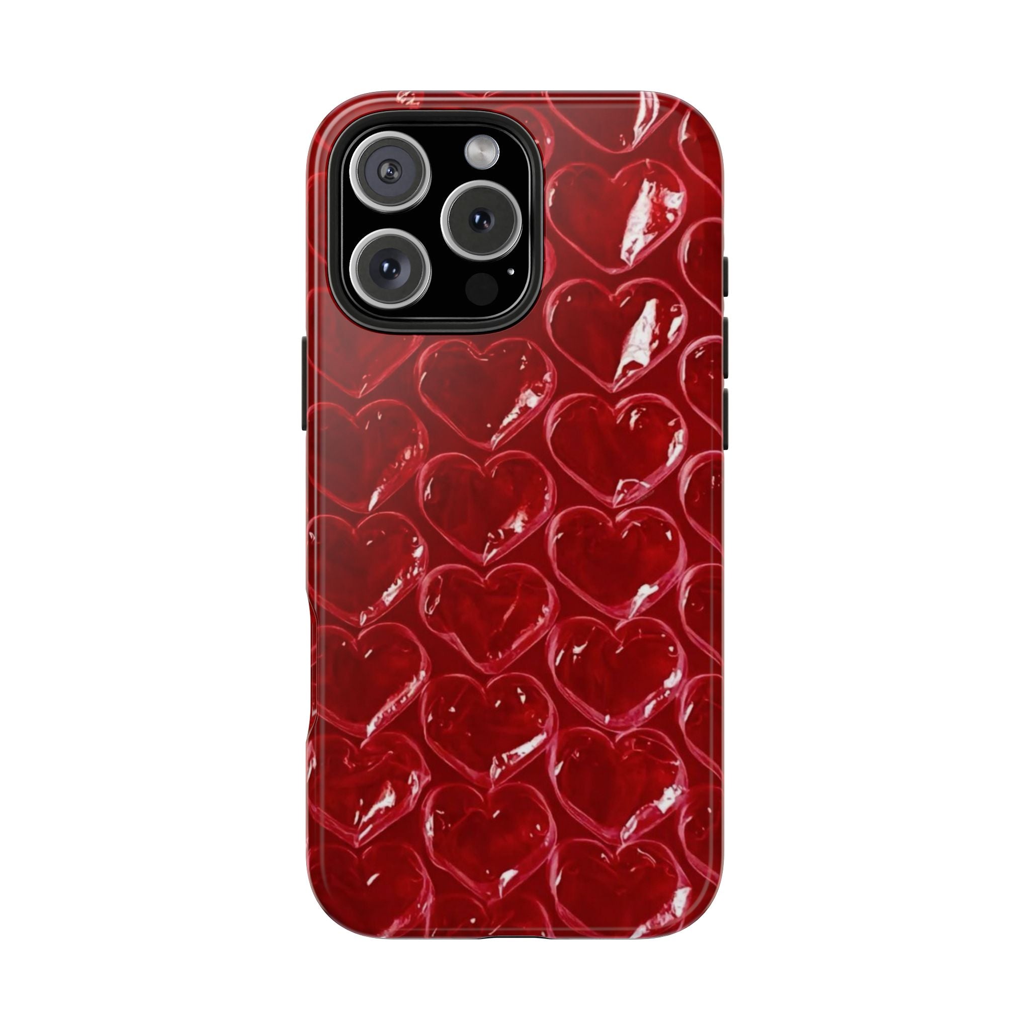 Red Heart Bubble Phone Case,  iPhone & Samsung Cute Love Pattern, Slim Protective Cover, Girls Women Design