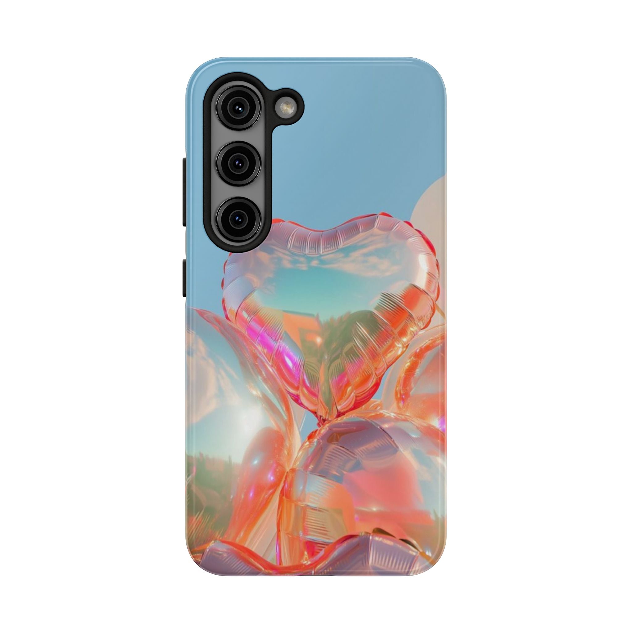 Heart Balloon Phone Case, Iridescent Love Design, iPhone & Samsung Protective Cover, Cute Aesthetic Fun, Girls Women Unique Gift