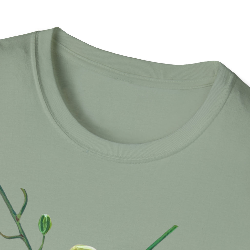 Green Orchid T-Shirt, Botanical Floral Graphic Tee, Nature Plant Art Shirt, Soft Cotton Apparel, Unique Gift for Women Men