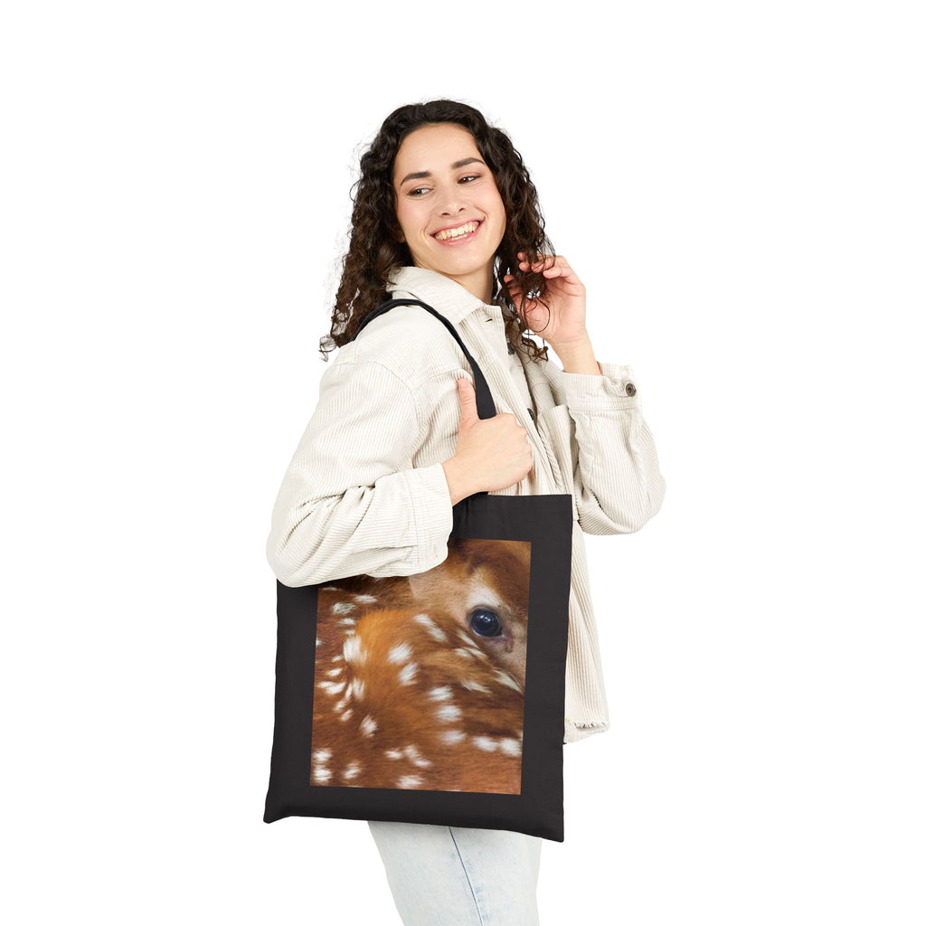 Fawn Deer Tote Bag, Baby Deer Eye Design, Aesthetic Cotton Canvas Bag, Reusable Shopping Gift, Wildlife Nature Lover