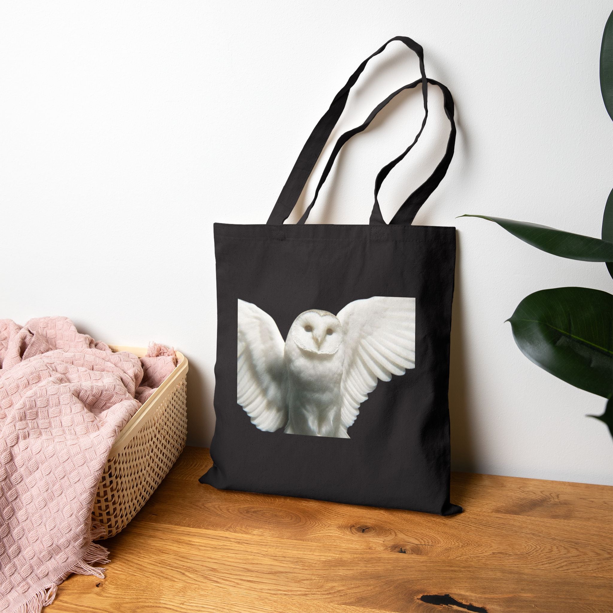 Sova Bird White Owl Tote Bag, Flying Bird Animal Design, Aesthetic Cotton Canvas Bag, Reusable Shopping Gift, Nature Lover Accessory