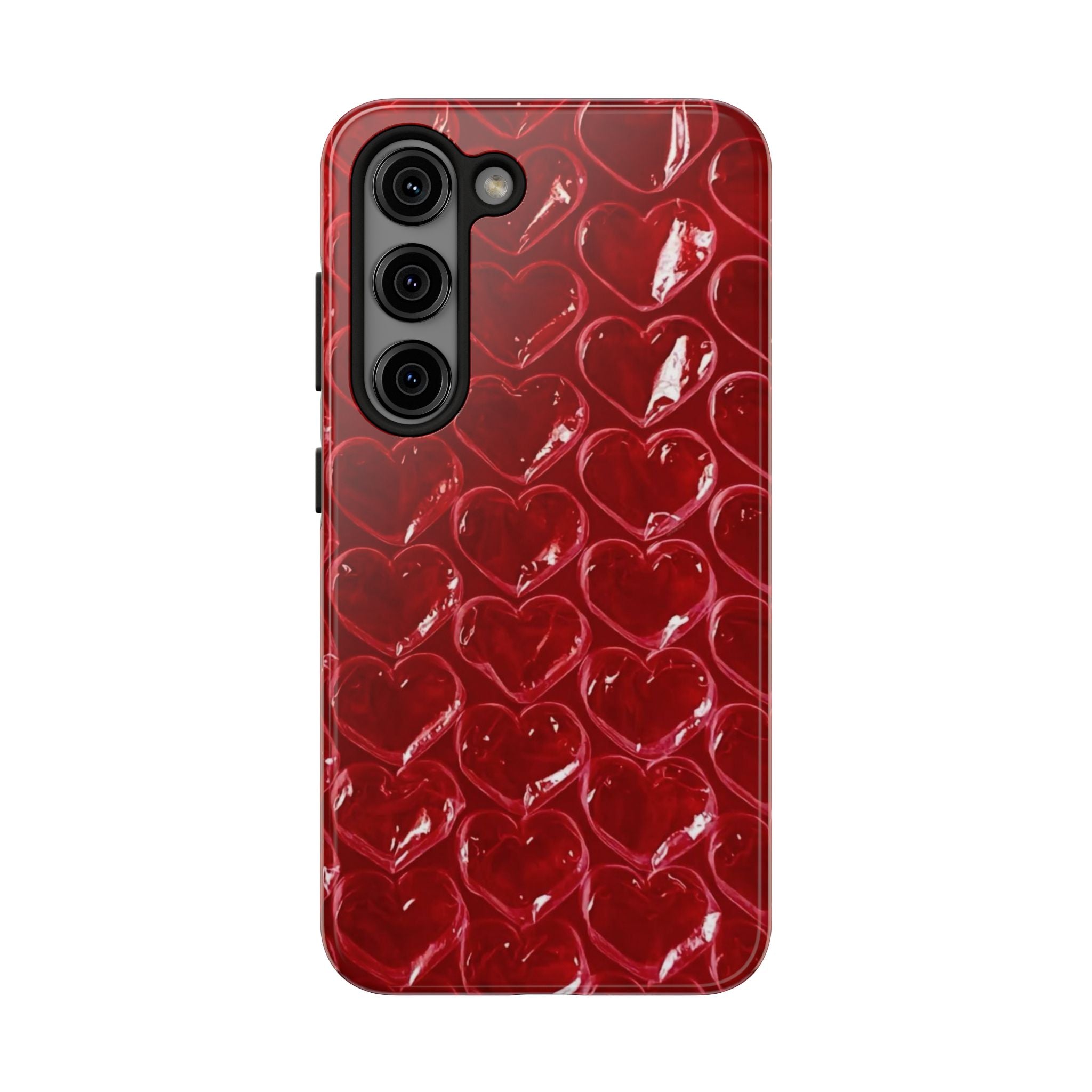 Red Heart Bubble Phone Case,  iPhone & Samsung Cute Love Pattern, Slim Protective Cover, Girls Women Design