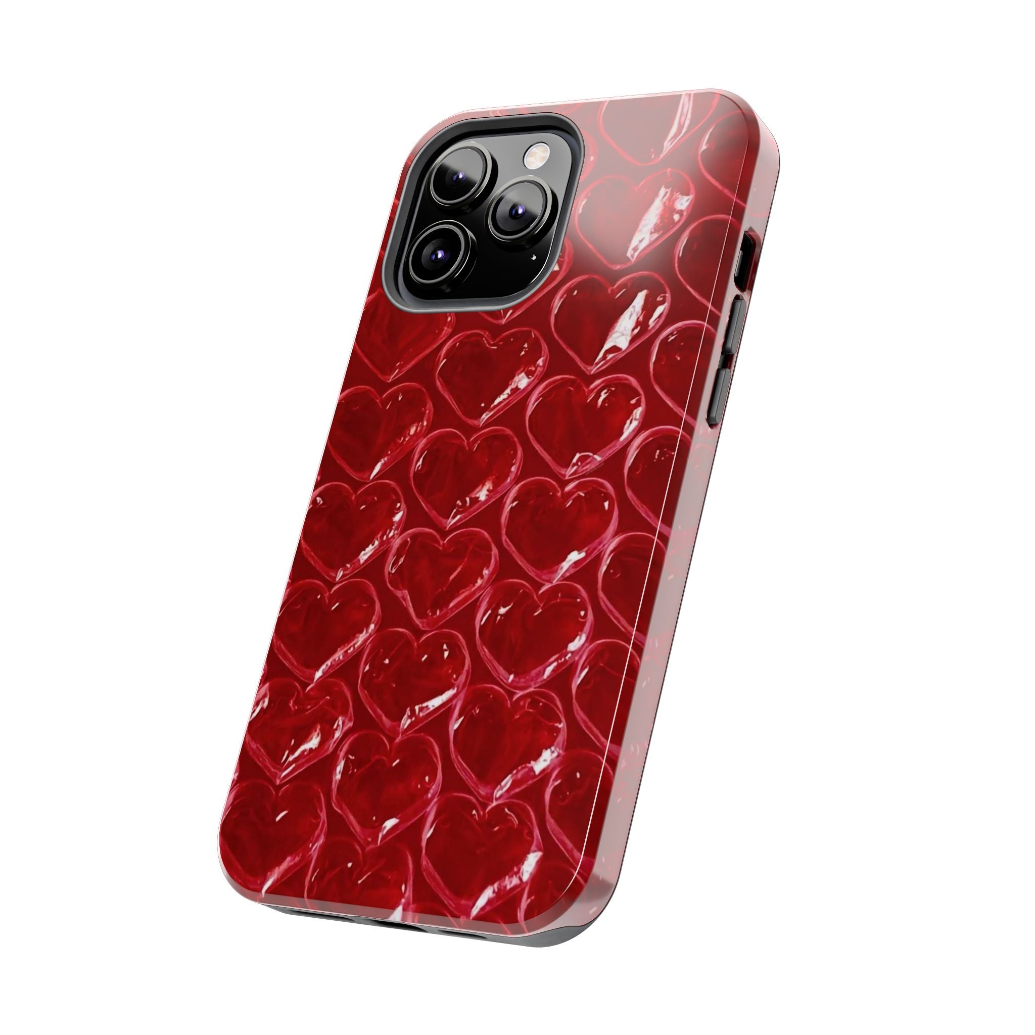 Red Heart Bubble Phone Case,  iPhone & Samsung Cute Love Pattern, Slim Protective Cover, Girls Women Design