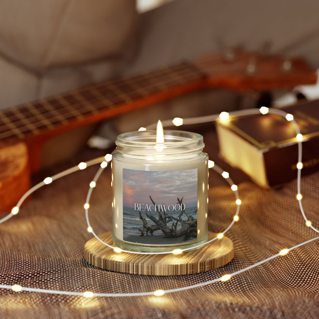Beachwood Scented Candle, Coconut Apricot Wax, Coastal Home Fragrance, Ocean Scented Aroma, Calming Decor Gift, 4oz & 9oz