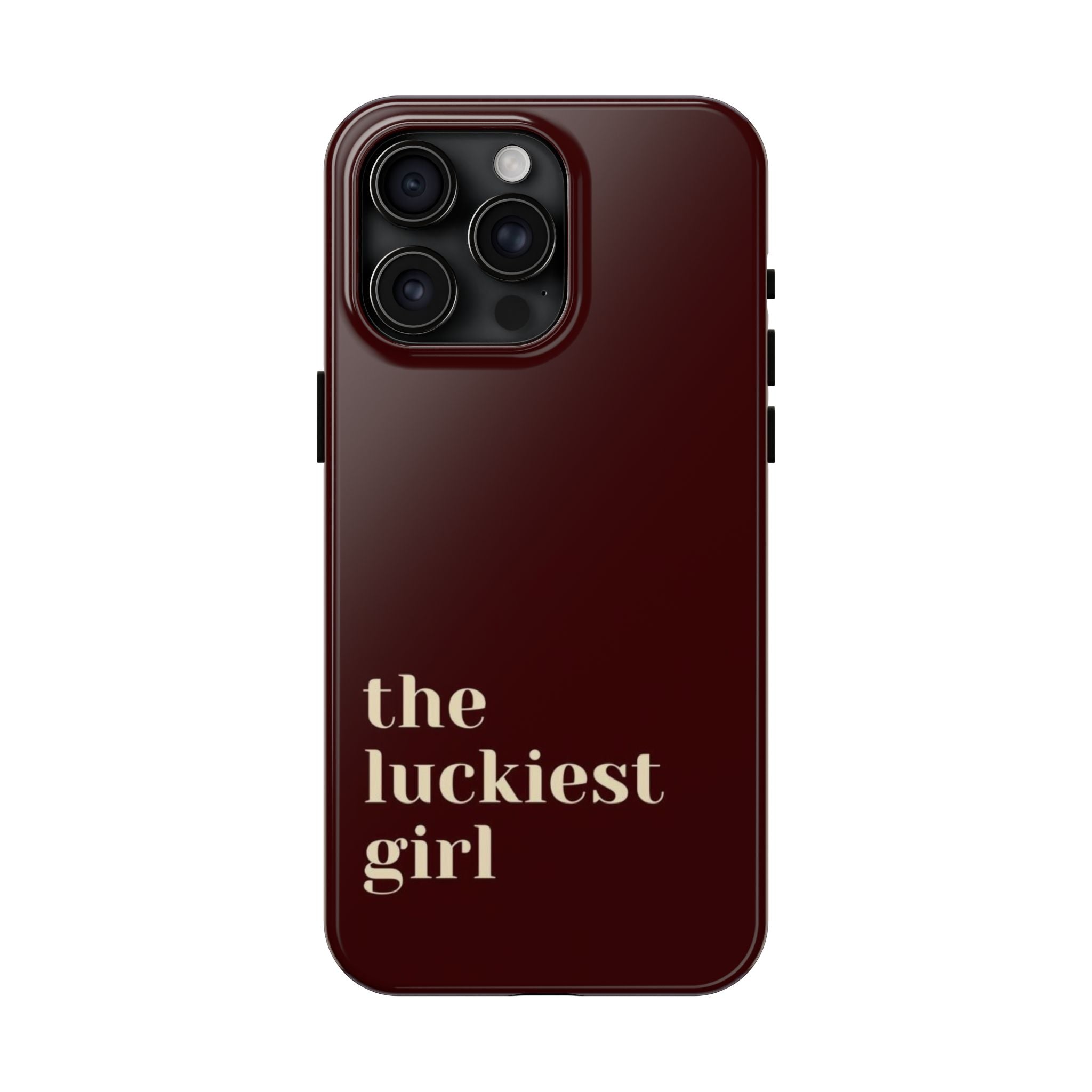 Burgundy Red Phone Case Minimal Aesthetic Protective The Luckiest Girl