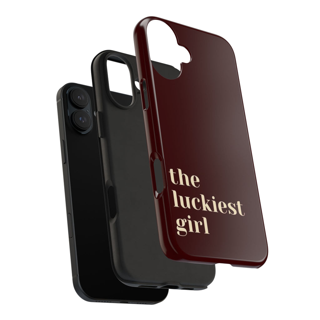 Burgundy Red Phone Case Minimal Aesthetic Protective The Luckiest Girl