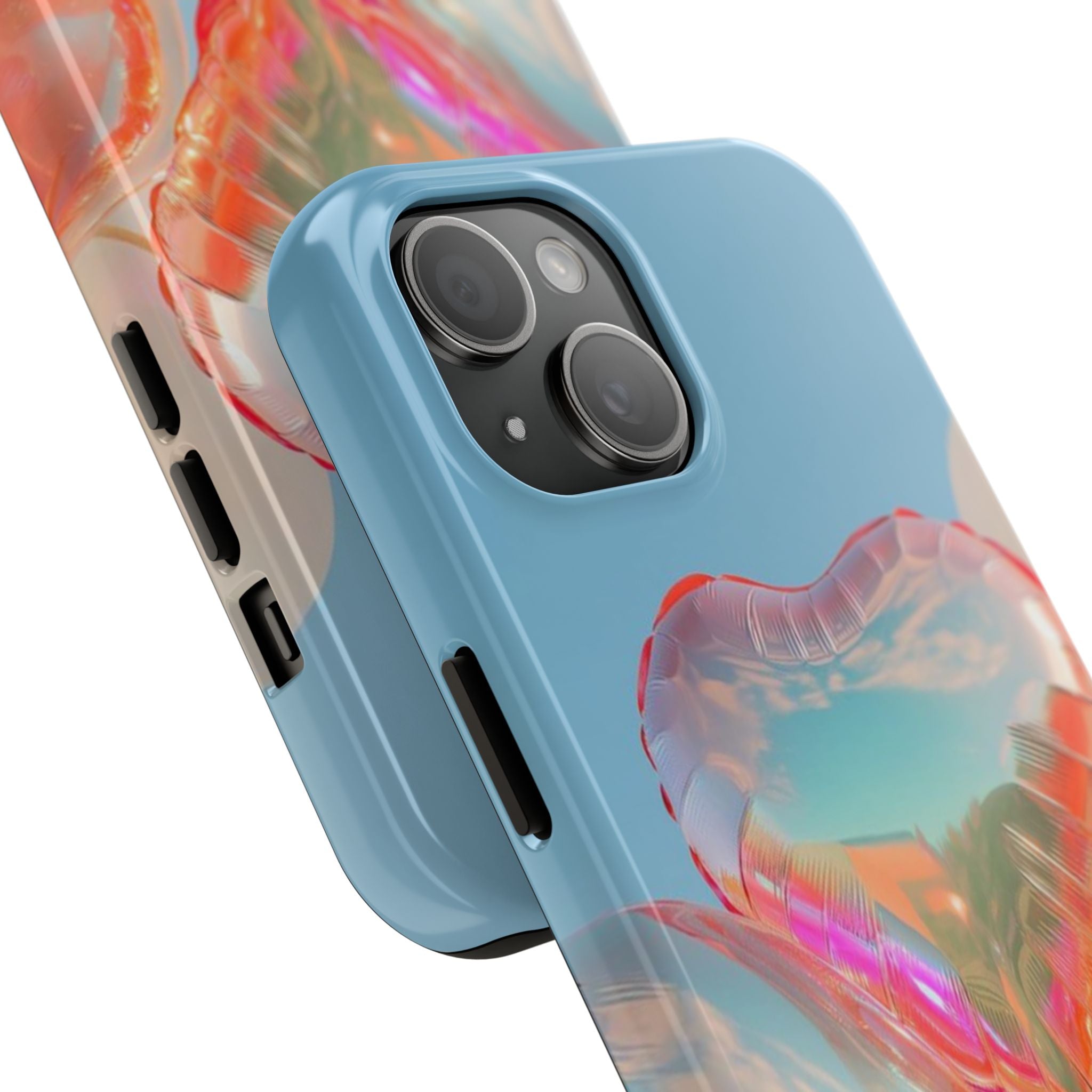 Heart Balloon Phone Case, Iridescent Love Design, iPhone & Samsung Protective Cover, Cute Aesthetic Fun, Girls Women Unique Gift