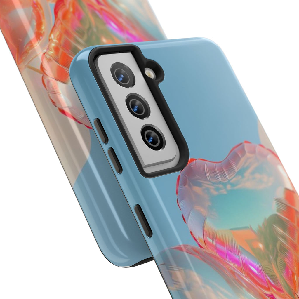Heart Balloon Phone Case, Iridescent Love Design, iPhone & Samsung Protective Cover, Cute Aesthetic Fun, Girls Women Unique Gift