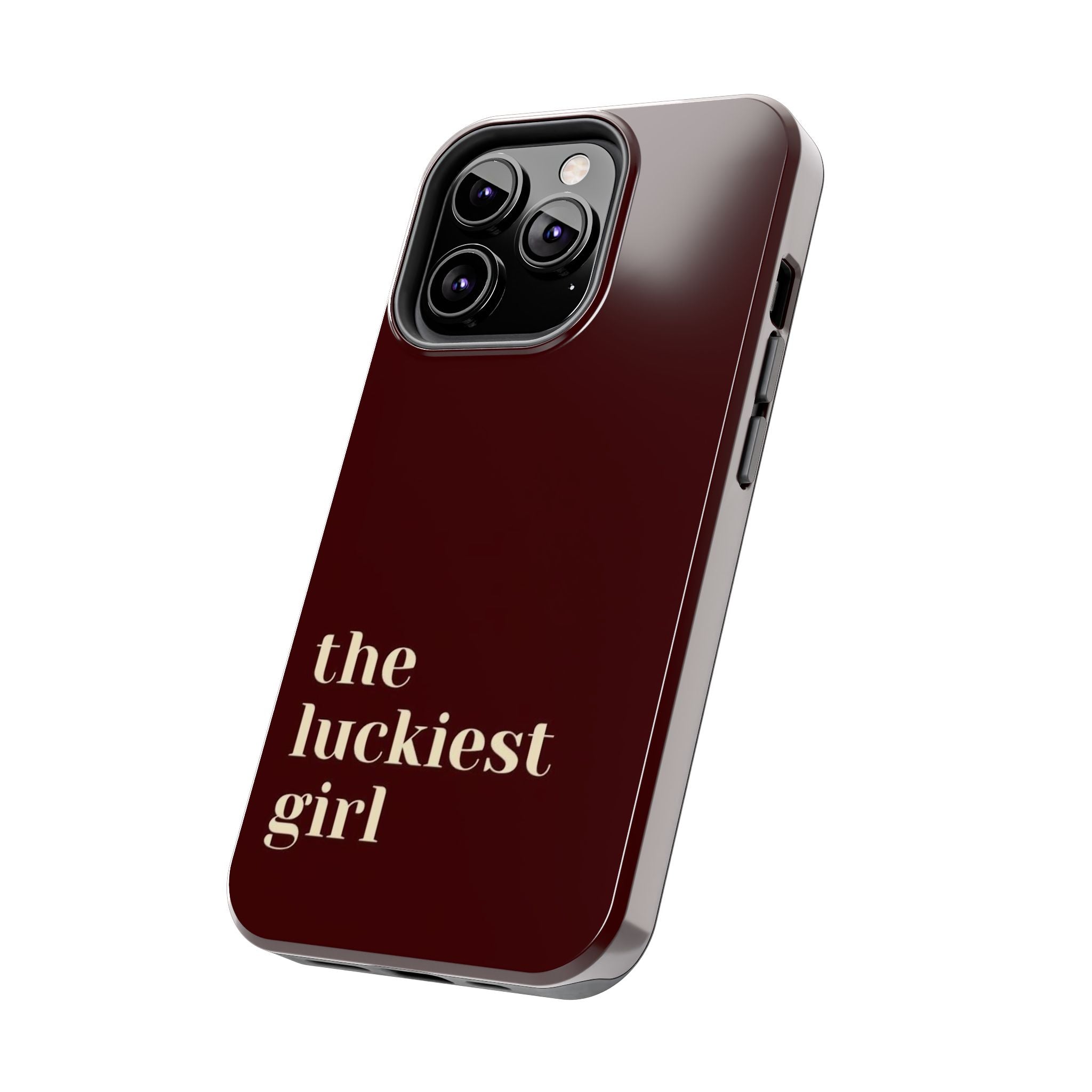 Burgundy Red Phone Case Minimal Aesthetic Protective The Luckiest Girl