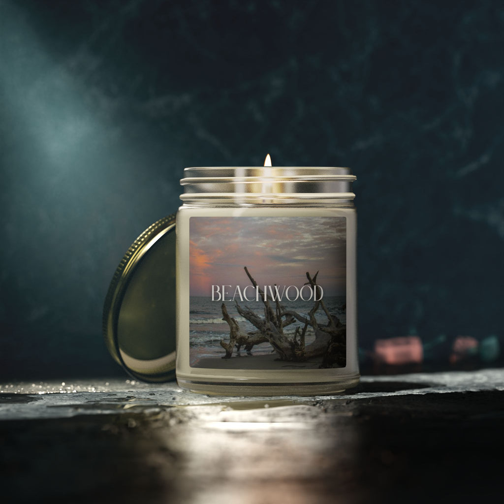 Beachwood Scented Candle, Coconut Apricot Wax, Coastal Home Fragrance, Ocean Scented Aroma, Calming Decor Gift, 4oz & 9oz