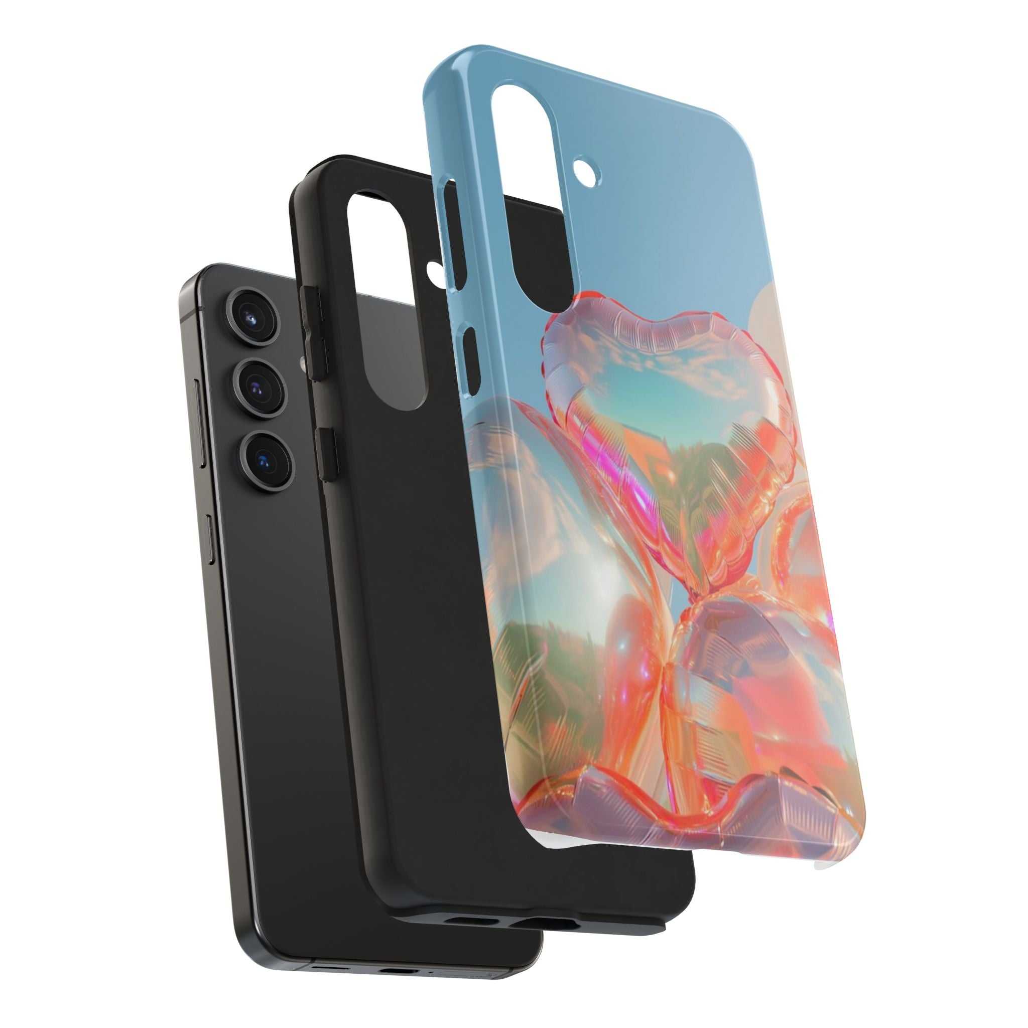Heart Balloon Phone Case, Iridescent Love Design, iPhone & Samsung Protective Cover, Cute Aesthetic Fun, Girls Women Unique Gift