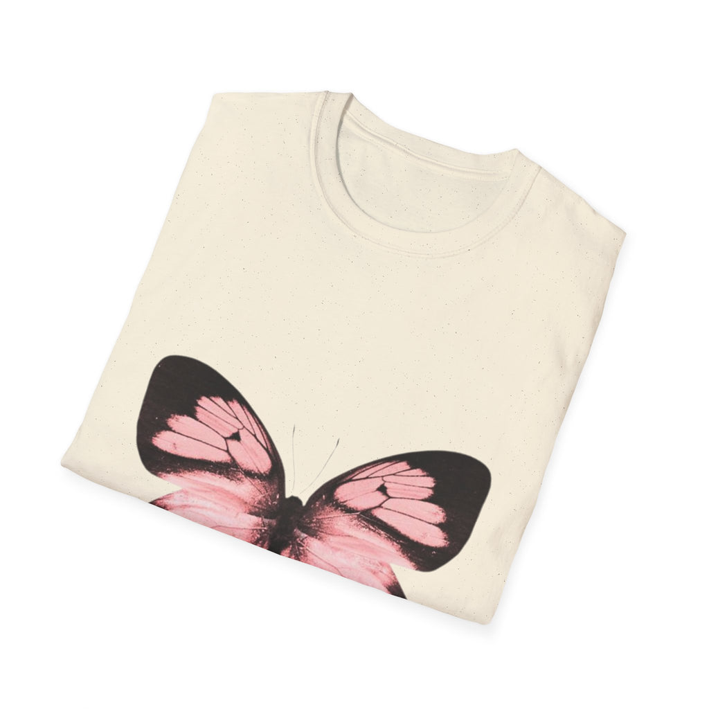 Pink Butterfly T-Shirt, Aesthetic Insect Graphic Tee, Nature Art Shirt, Soft Cotton Apparel, Unique Gift for Women Men