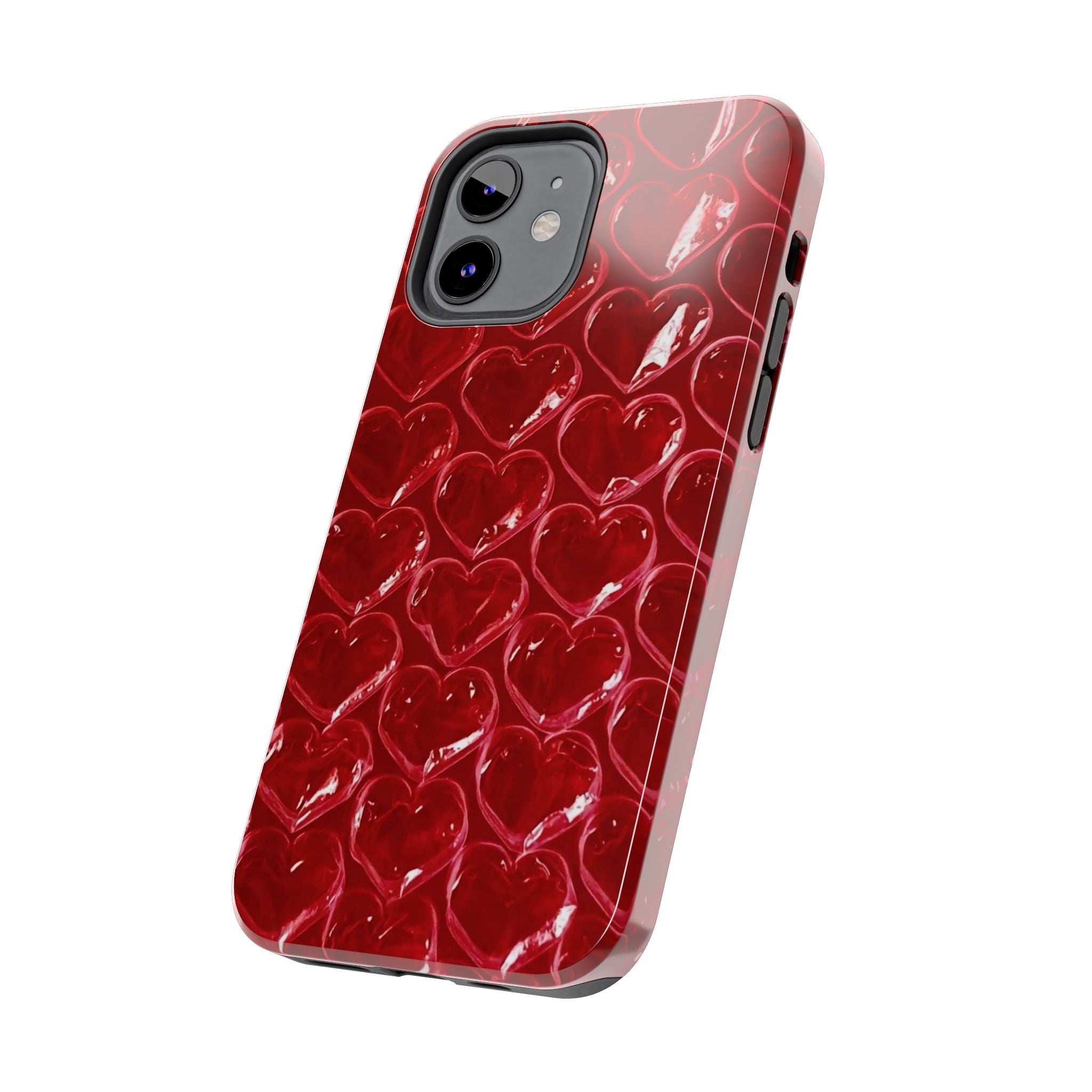Red Heart Bubble Phone Case,  iPhone & Samsung Cute Love Pattern, Slim Protective Cover, Girls Women Design