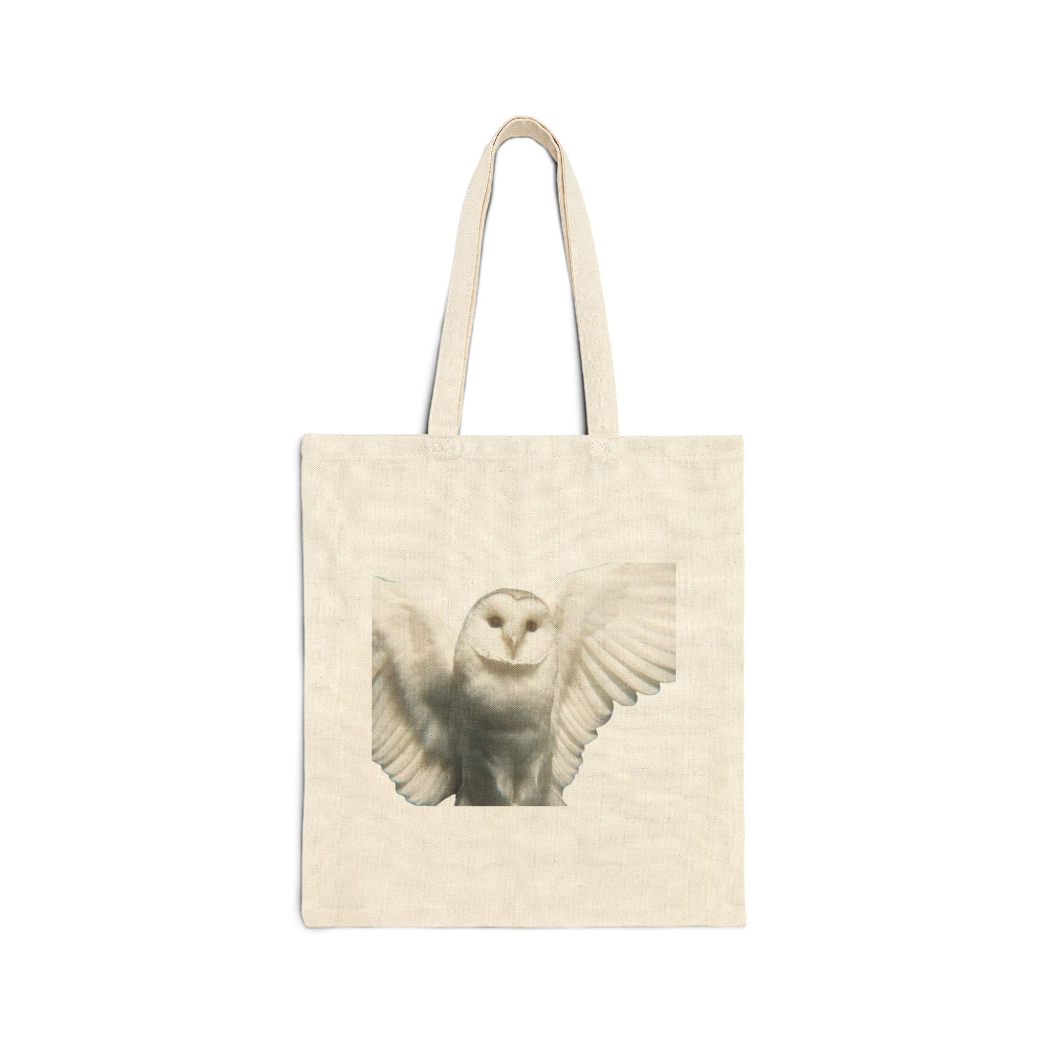 Sova Bird White Owl Tote Bag, Flying Bird Animal Design, Aesthetic Cotton Canvas Bag, Reusable Shopping Gift, Nature Lover Accessory