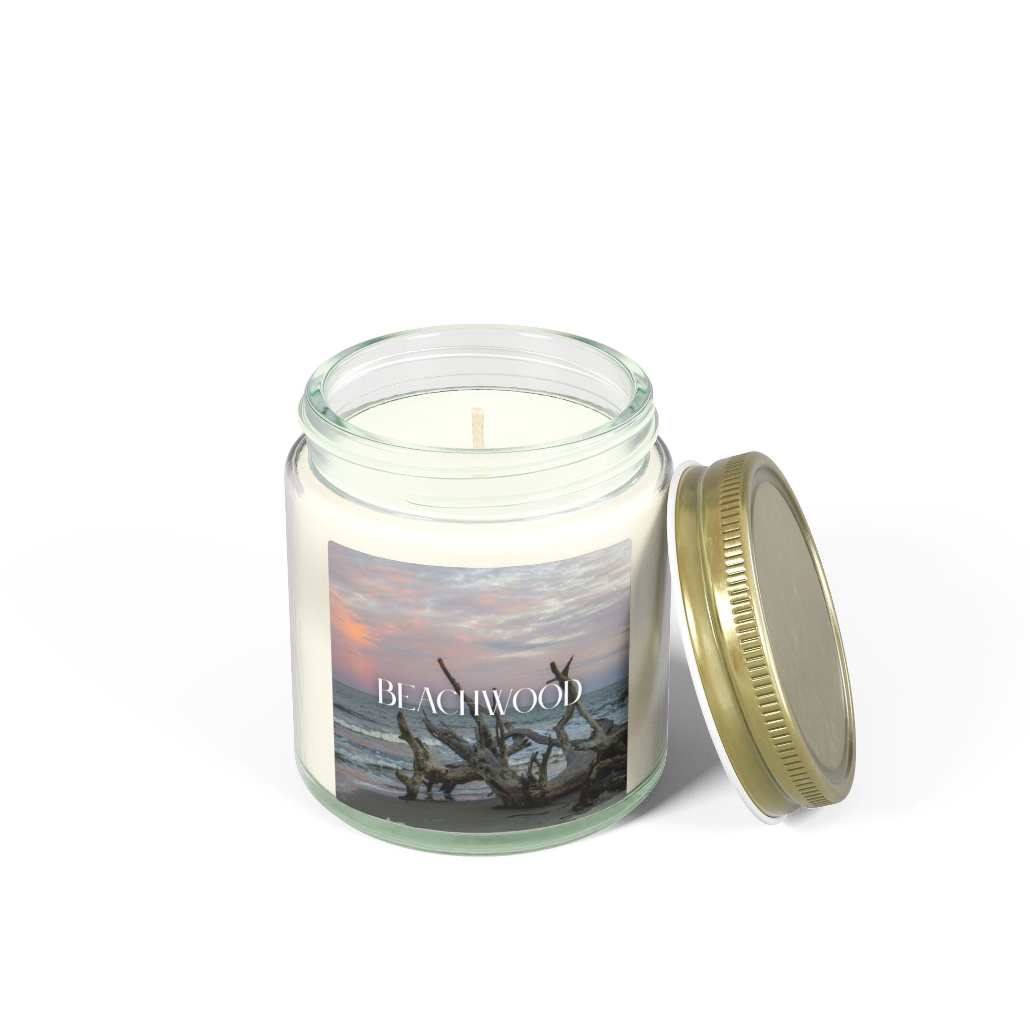 Beachwood Scented Candle, Coconut Apricot Wax, Coastal Home Fragrance, Ocean Scented Aroma, Calming Decor Gift, 4oz & 9oz