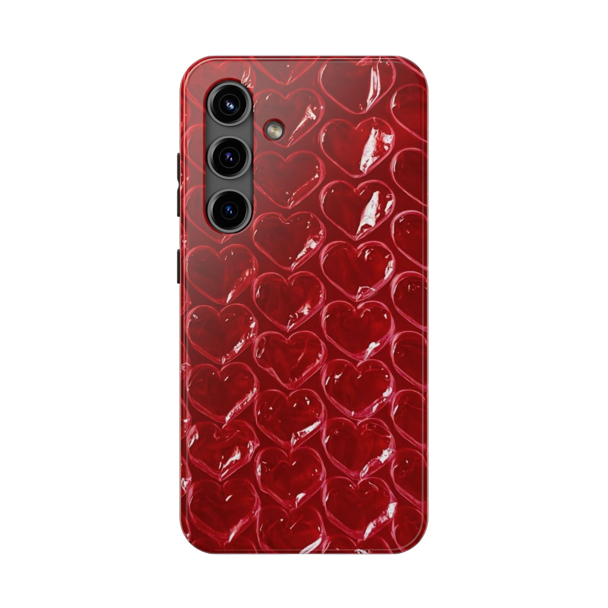 Red Heart Bubble Phone Case,  iPhone & Samsung Cute Love Pattern, Slim Protective Cover, Girls Women Design