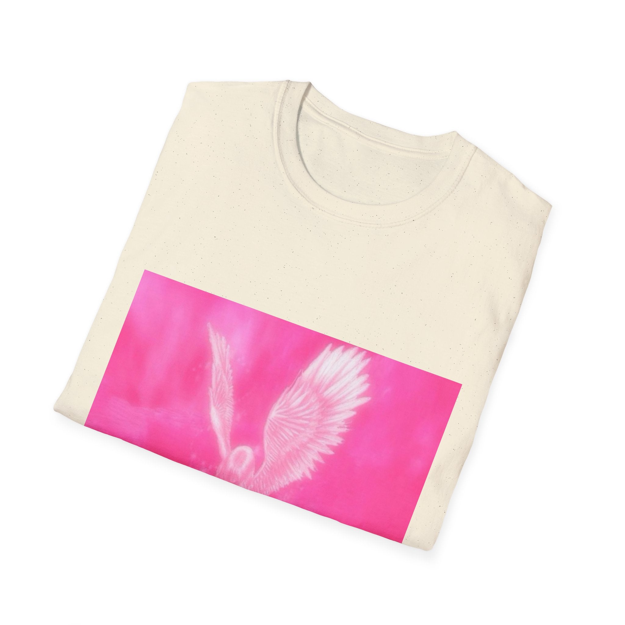 Pink Angel T-Shirt, Aesthetic Wing Graphic Tee, Heavenly Art Shirt, Soft Cotton Apparel, Unique Gift for Women Men