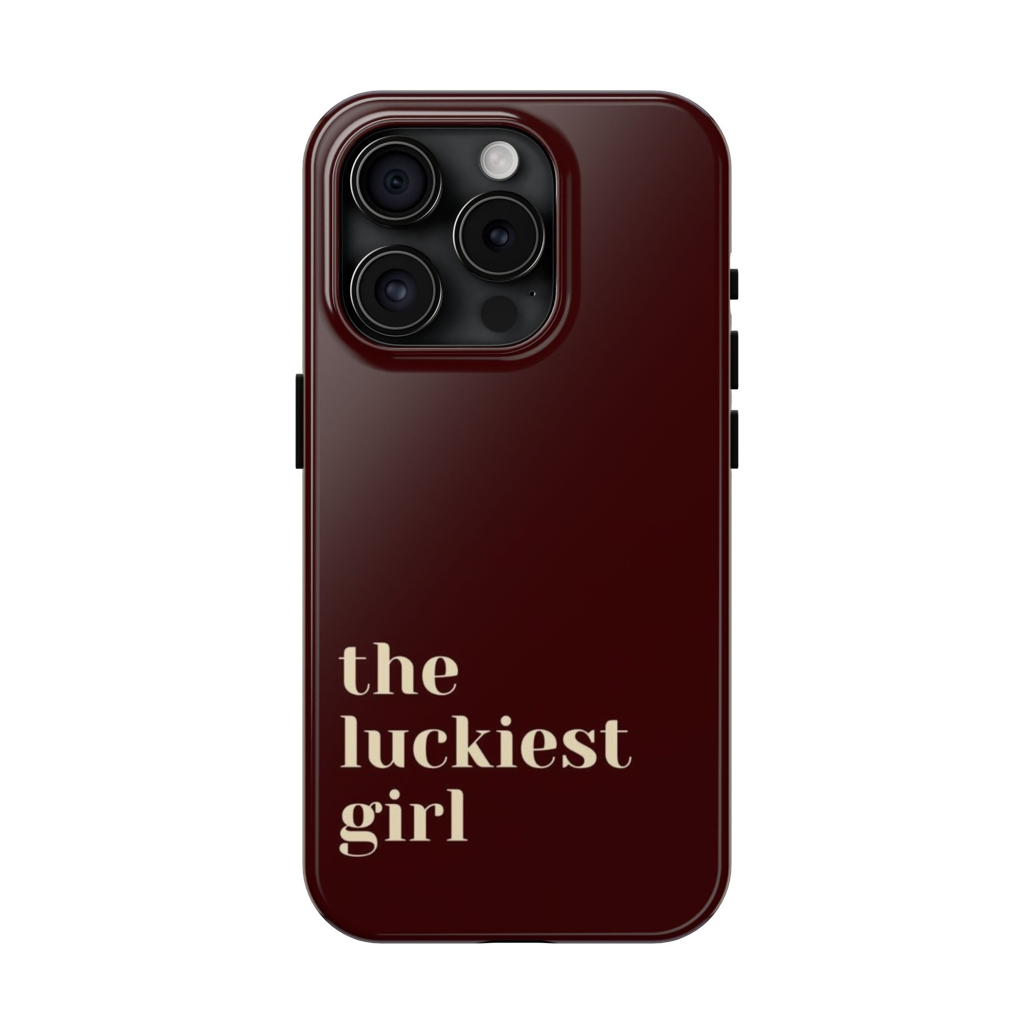 Burgundy Red Phone Case Minimal Aesthetic Protective The Luckiest Girl