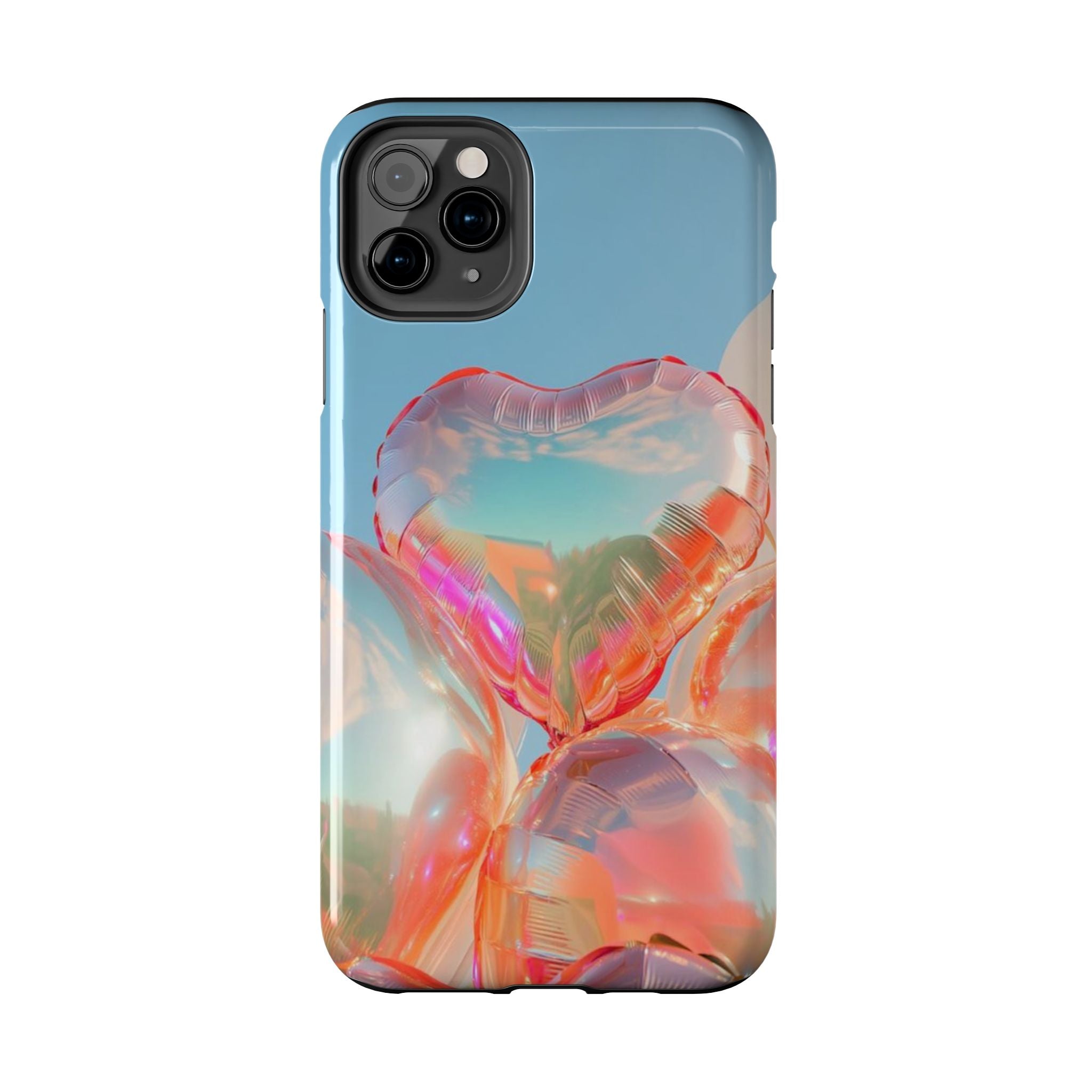 Heart Balloon Phone Case, Iridescent Love Design, iPhone & Samsung Protective Cover, Cute Aesthetic Fun, Girls Women Unique Gift