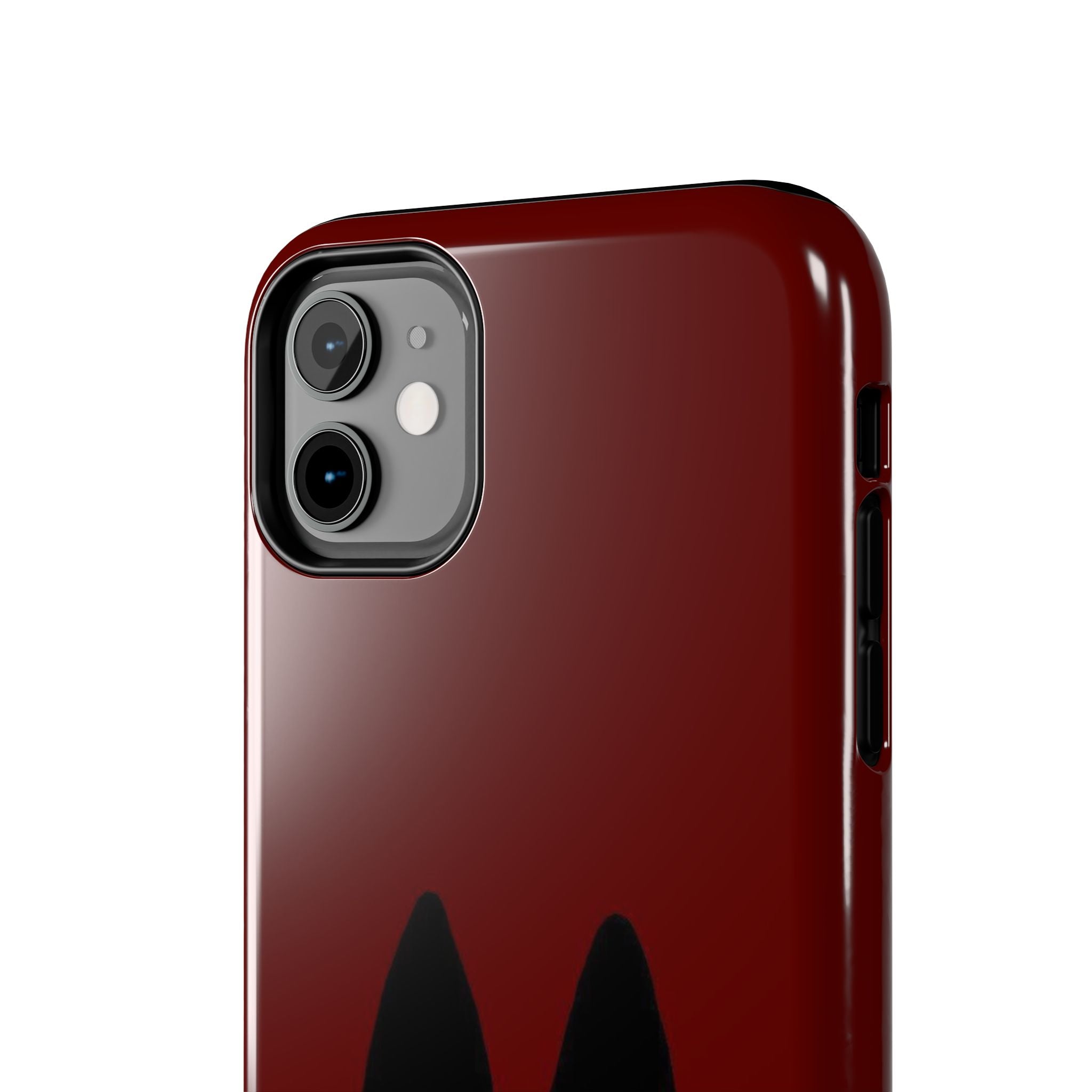 Black Cat Phone Case – Minimal Cute Design, Slim Protective Burgundy Cover