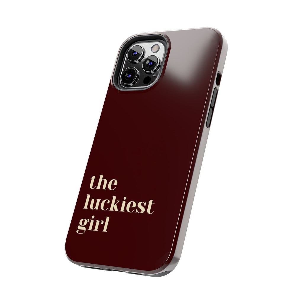 Burgundy Red Phone Case Minimal Aesthetic Protective The Luckiest Girl
